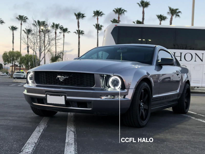 Raxiom 05-09 Ford Mustang GT V6 Axial Series CCFL Halo Projector Headlight- Blk Housing (Smkd Lens) 49121 49121 Photo - Close Up