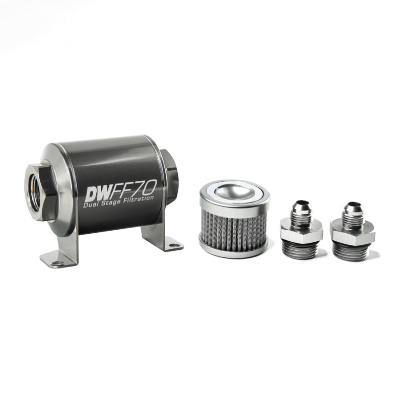 DeatschWerks '-6AN, 10 micron, 70mm In-line fuel filter kit 8-03-070-010K-6 Photo - Primary