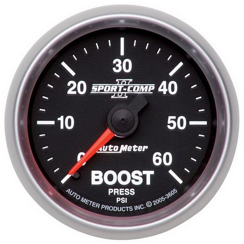 Autometer Gauge, Boost, 2 1/16", 60Psi, Mechanical, Sport-Comp II 3605 Photo - Primary