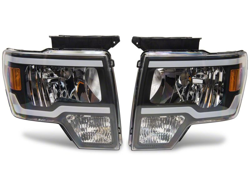 Raxiom 09-14 Ford F-150 Axial Series Headlights w/ LED Bar- Blk Housing (Clear Lens) T566367 T566367 Photo - Close Up