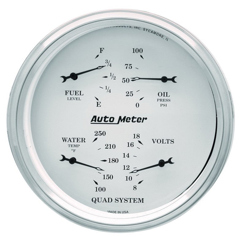 AutoMeter Gauge Quad 5in. 0 Ohm(e) to 90 Ohm(f)Elec Old Tyme White 1619 1619 Photo - Primary