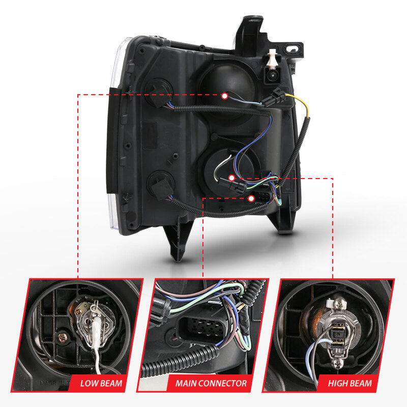 ANZO 2007-2013 Chevy Silverado 1500 Projector Plank Style Chrome Amber 111481 111481 Photo - Unmounted