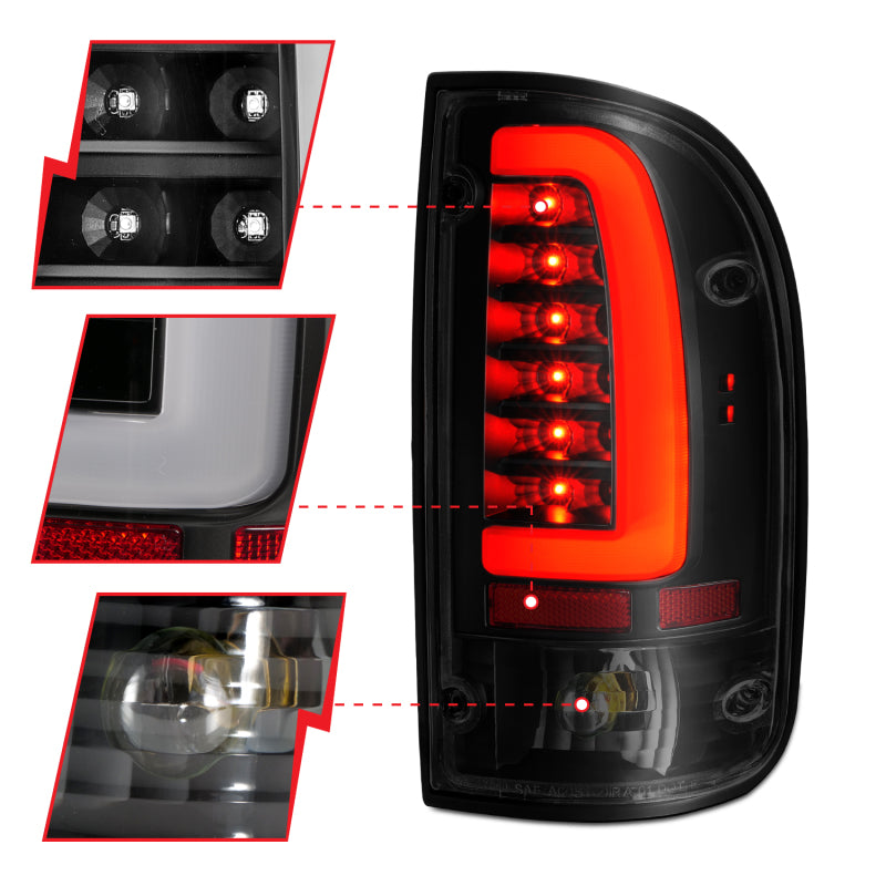 ANZO 1995-2000 Toyota Tacoma LED Taillights Black Housing Smoke Lens (Pair) 311354 311354 Photo - Unmounted