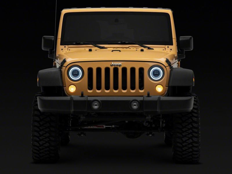 Raxiom 07-18 Jeep Wrangler JK Axial Series 7-In Dragon Eye LED Headlights- Blk Housing (Clear Lens) J167194 J167194 Photo - Close Up
