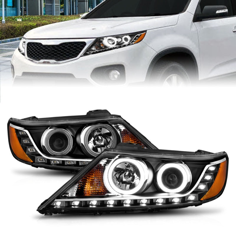 Anzo 2011-2013 Kia Sorento Projector Headlights w/ Halo Black (CCFL) 111248 Photo - Primary