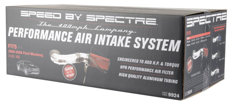 Spectre 05-09 Ford Mustang GT V8-4.6L F/I Air Intake Kit - Polished w/Red Filter 9924 9924 Photo - in package