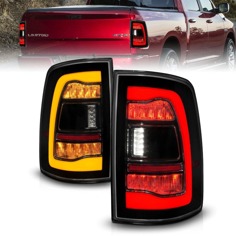 ANZO 09-18 Dodge Ram 1500 Sequential LED Taillights Smoke Black w/Switchback Amber Signal 311472 311472 Photo - Primary