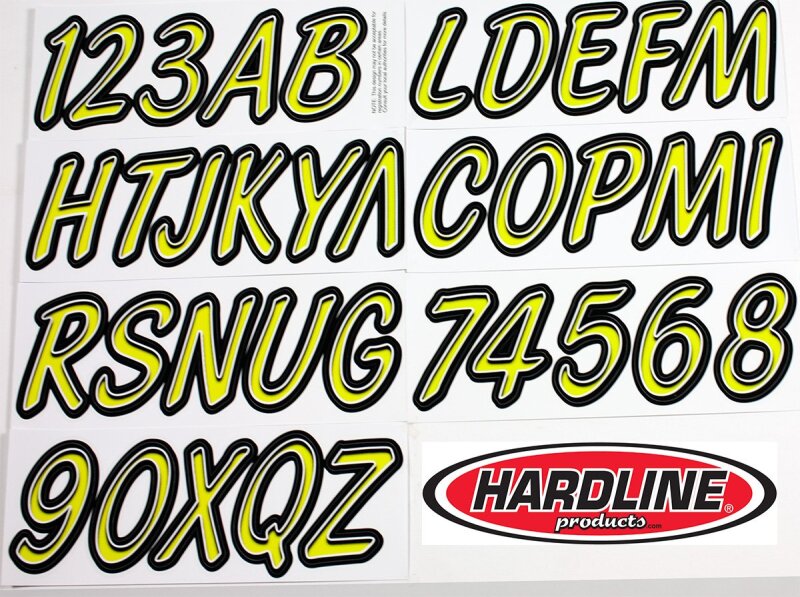 Hardline Boat Lettering Registration Kit 3 in. - 400 Lime Yellow/Black LYBKG400 LYBKG400 Photo - Primary