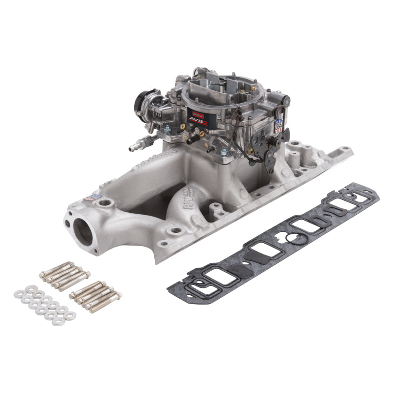 Edelbrock Manifold And Carb Kit Performer RPM Air-Gap Small Block Ford 289-302 Natural Finish 2033 2033 Photo - Primary