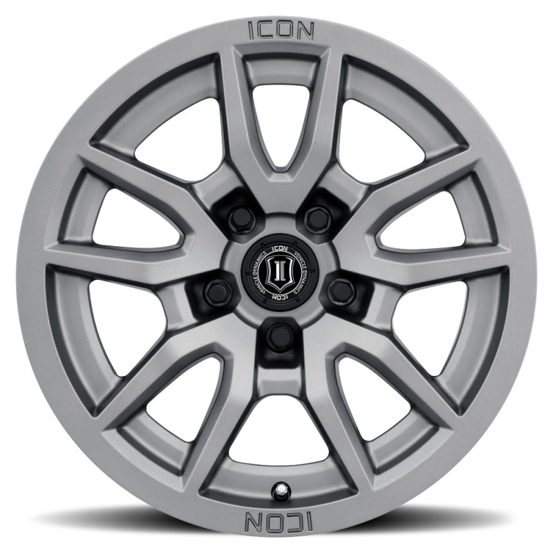 ICON Vector 5 17x8.5 5x5 -6mm Offset 4.5in BS 71.5mm Bore Titanium Wheel 2617857345TT 2617857345TT Photo - Close Up