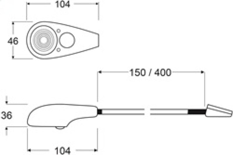 Hella White / Red LED Flexi Chart Table Lamp W/ 16 in. Shaft 9-31VDC - Black 343720622 Technical Drawing