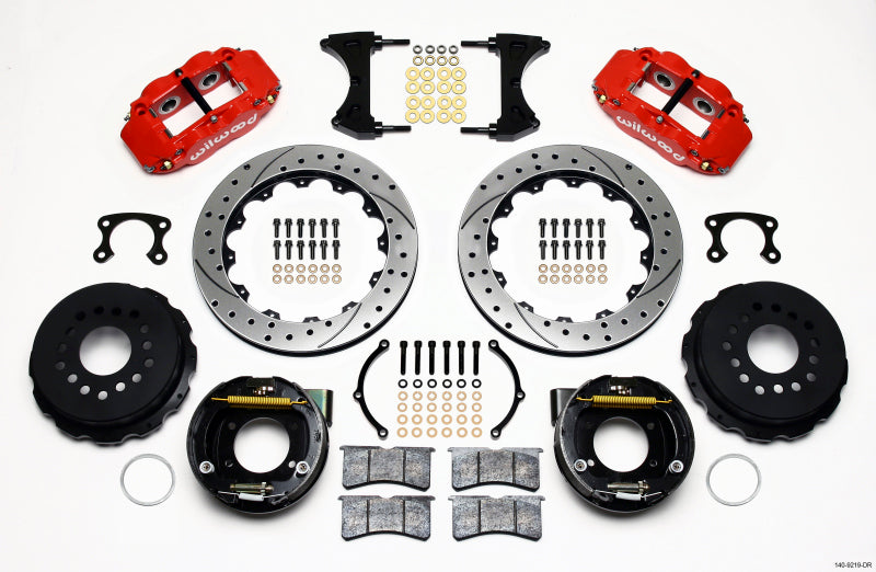 Wilwood FNSL4R Rear P-Brk Kit 12.88" Drill Red Big Ford 2.50" 140-9219-DR Photo - Primary