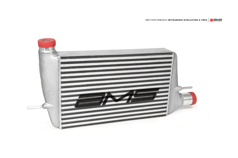 AMS Performance 08-15 Mitsubishi EVO X Front Mount Intercooler w/Modular Cast End Tanks & Logo AMS.04.09.0001-1 AMS.04.09.0001-1 Photo - Primary