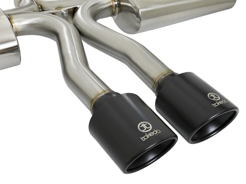 aFe Takeda 3in 304 Stainless Steel Cat-Back Exhaust System w/ Black Tips 49-36621-B Photo - Unmounted