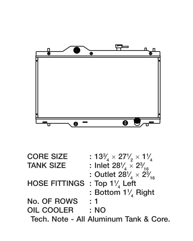 CSF 02-06 Acura RSX Radiator 7000 Technical Drawing