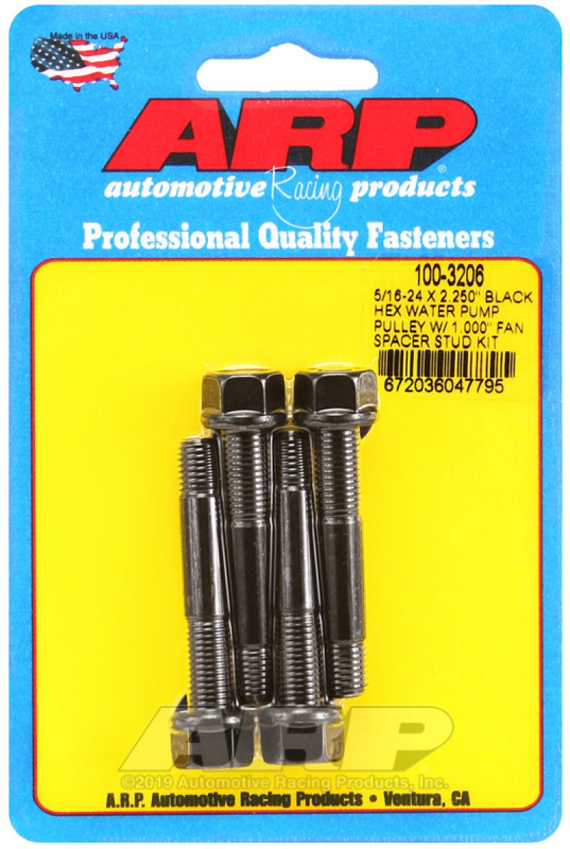 ARP 5/16-24 X 2.250 black hex water pump pulley w/ 1.000" fan spacer stud 100-3206 User 1