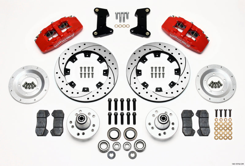 Wilwood DP6A Front Hub Kit, 12.19",Drilled,Red,74-80 Pinto/Mustang II Disc 140-10742-DR Photo - Primary
