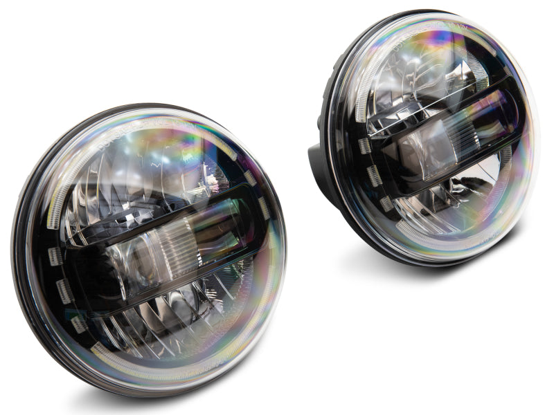 Raxiom 97-18 Jeep Wrangler TJ/JK Axial 7-Inch LED Headlights w/ DRL- Black Housing (Clear Lens) J155570 J155570 Photo - Close Up