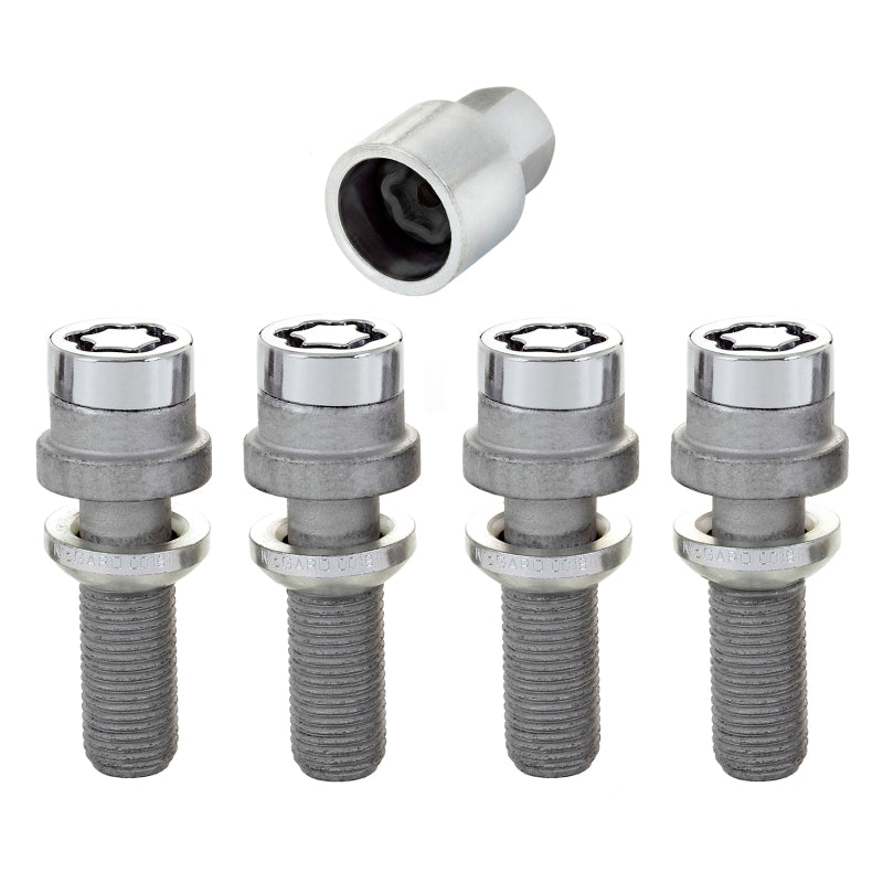McGard Wheel Lock Bolt Set - 4pk. (Radius Seat) M14X1.5 / 19mm Hex / 35.4mm Shank Length - Chrome 28032 28032 Photo - Primary