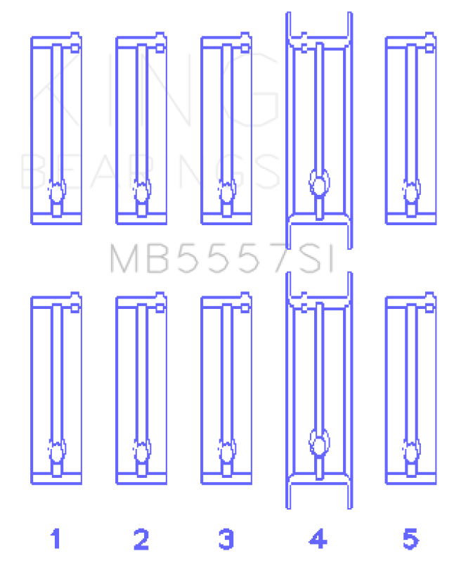 King Engine Bearings ChevrolET 121Ci/Ln2 134Ci (Size +1.0mm) Main Bearing Set MB5557SI1.0 MB5557SI1.0 Photo - Primary
