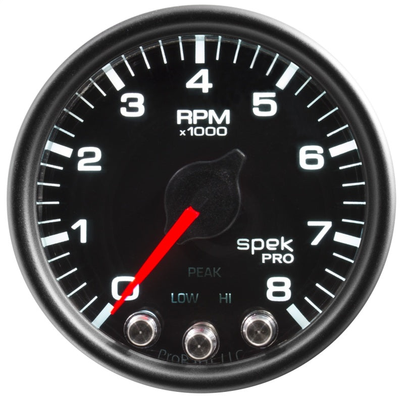 Autometer Spek-Pro Gauge Tach 2 1/16in 8K Rpm W/ Shift Light & Peak Mem Blk/Blk P33432 P33432 User 1