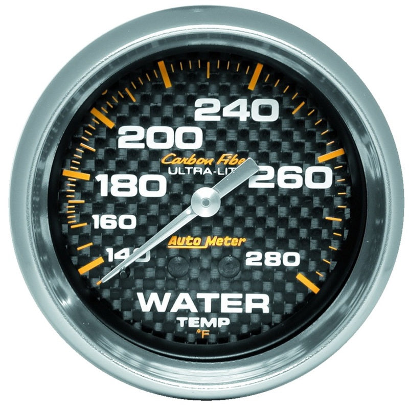 Autometer Gauge, Water Temp, 2 5/8", 140-280 Deg. F, Mechanical, Carbon Fiber 4831 Photo - Primary