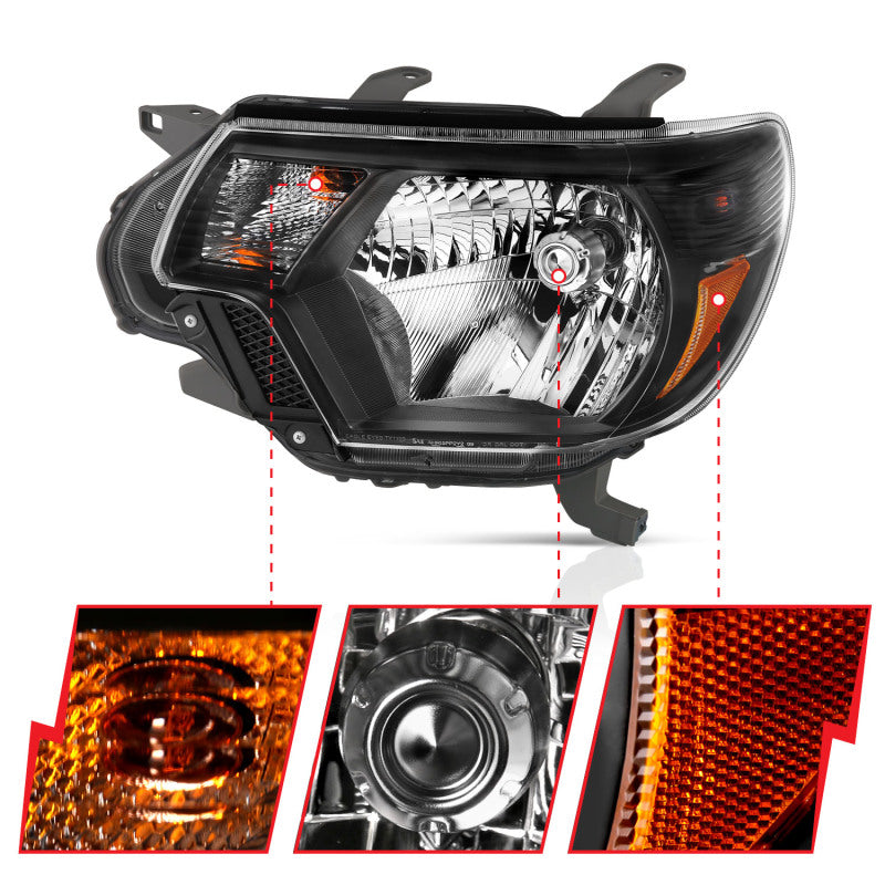 Anzo 2012-2015 Toyota Tacoma Crystal Headlights Black 111395 Photo - Unmounted