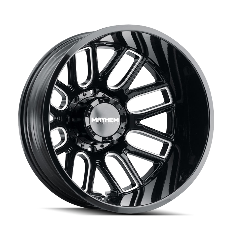 Mayhem 8107D Cogent Dually 22x8.25/8x165.1 BP/-232mm Offset/121.3mm Hub Black w/ Milled Spokes Wheel 8107D-22881BMR232 8107D-22881BMR232 Photo - Primary