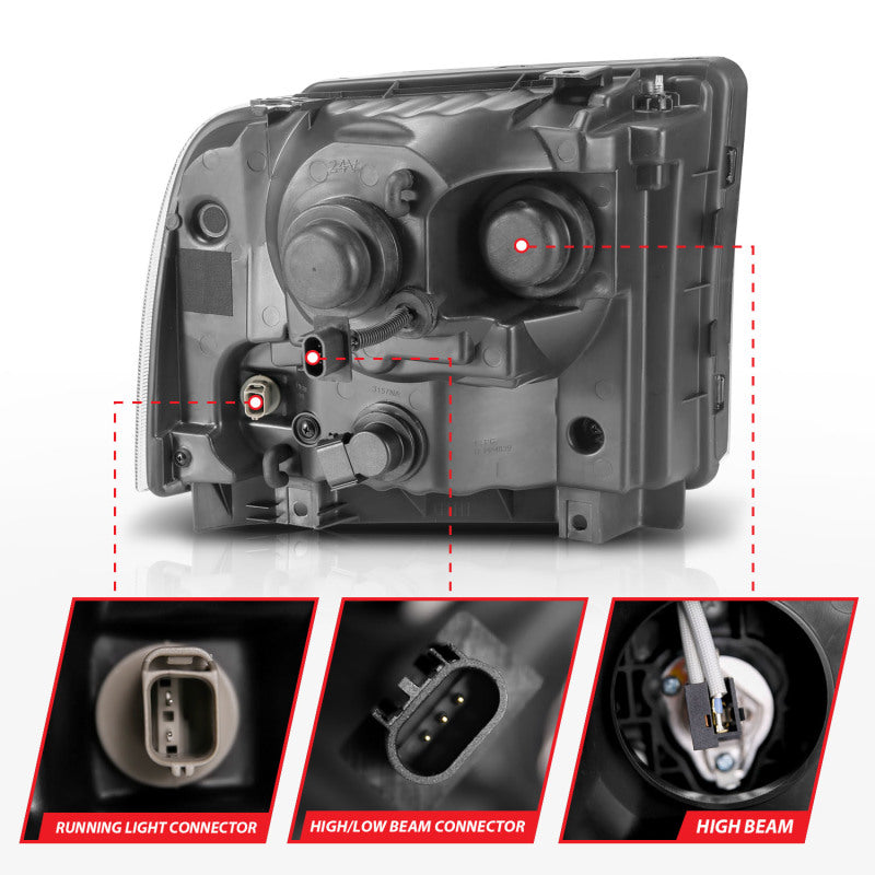 ANZO 99-04 Ford F250/F350/F450/Excursion (excl 99) Projector Headlights - w/ Light Bar Black Housing 111551 111551 Photo - Unmounted