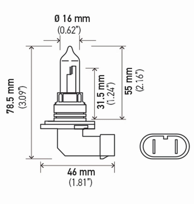 Hella 9005 12V 65W High Performance P20d 2.0 Bulb (Pair) 9005 2.0TB 9005 2.0TB Technical Drawing