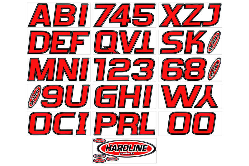 Hardline Boat Lettering Registration Kit 3 in. - 700 Red/Black REBLK700 REBLK700 Photo - Primary