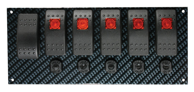 Moroso Switch Panels Rocker Switch Panel; Black/Black; Fiber Design; 8" X 3-1 74193 Photo - Primary