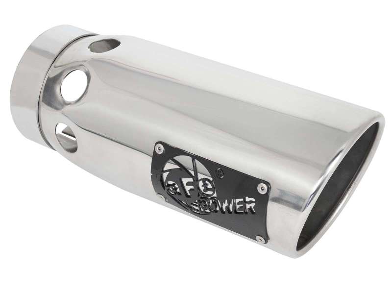 aFe Large Bore-HD 3in 409-SS DPF-Back Exhaust System w/ Polished Tip 14-19 RAM 1500 V6 3.0L (td) 49-42065-P 49-42065-P Photo - Close Up