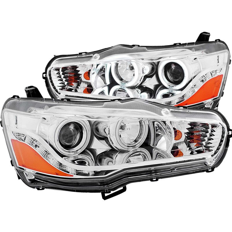Anzo 2008-2015 Mitsubishi Lancer Projector Headlights w/ Halo Chrome (CCFL) 121427 Photo - Primary