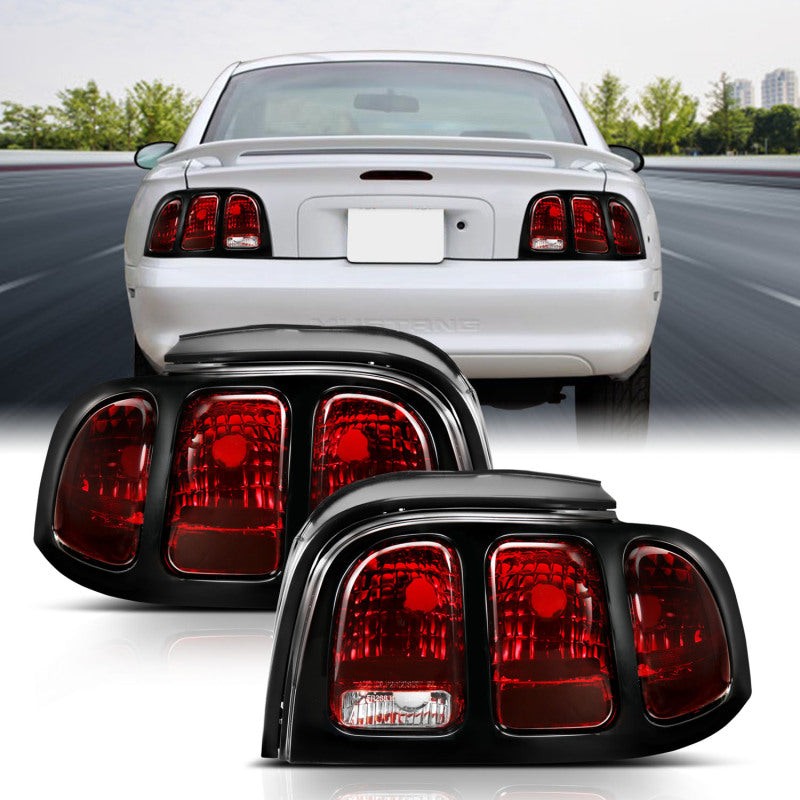 ANZO 1994-1998 Ford Mustang Taillight Dark Red Lens (OE Style) 321350 321350 Photo - Primary