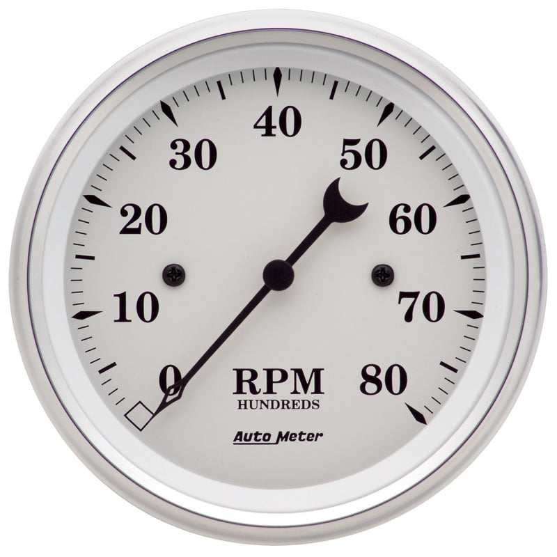 Autometer Gauge, Tachometer, 3 3/8", 8k Rpm, In-Dash, Old Tyme White 1690 Photo - Primary