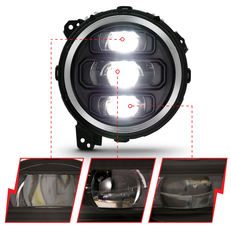 ANZO 2018-2019 Jeep Wrangler Full Led ProjectoráH.L Black 111466 111466 Photo - Close Up