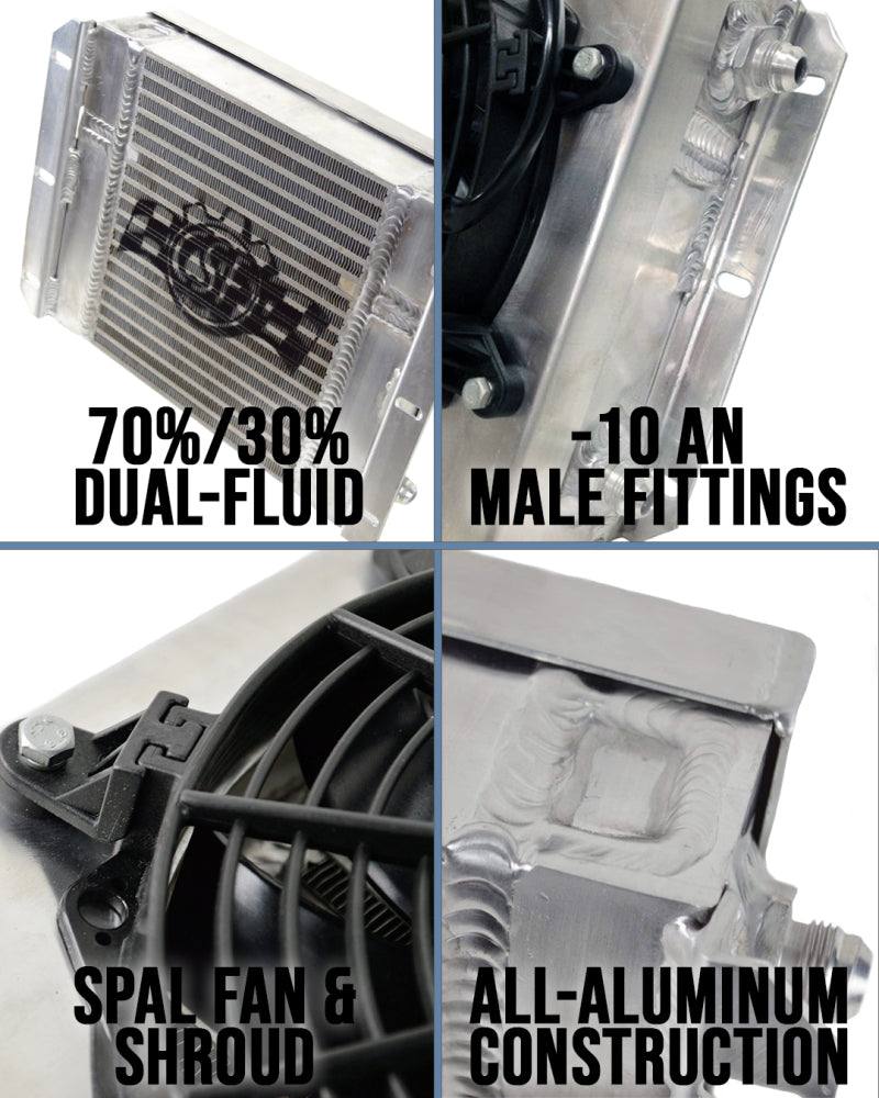 CSF Dual Fluid Bar & Plate HD Oil Cooler w/9in SPAL Fan (1/3 & 2/3 Partition) - 13.8in L x 10in H 8026 8026 Brochure - A general brochure describing a brand, company, product line. If brochure in question is for a specific product, use code PDB.