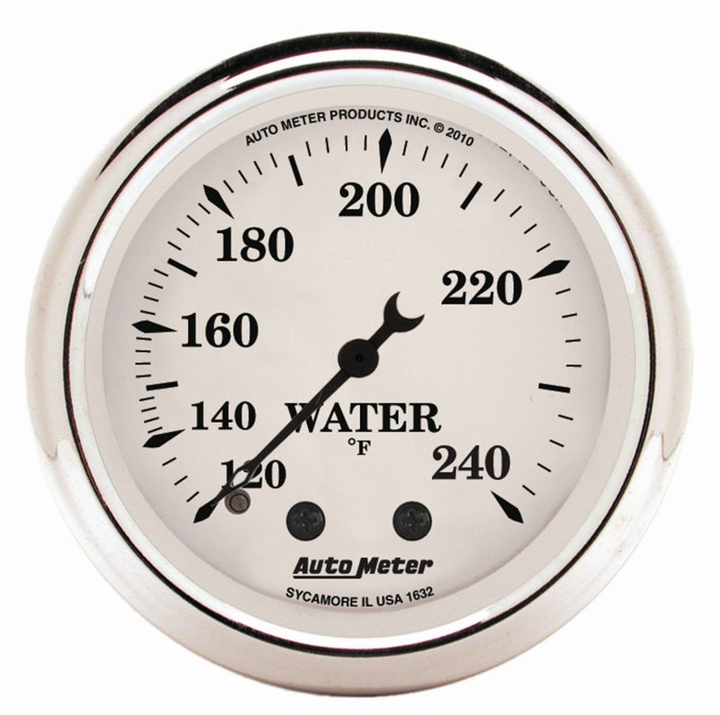 Autometer Gauge, Water Temp, 2 1/16", 120-240 deg. F, Mech, Old Tyme White 1632 Photo - Primary