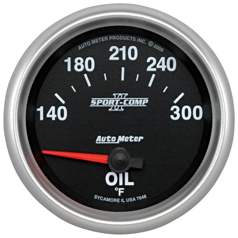 Autometer Sport-Comp II 140-340 Deg F Short Sweep Electronic Oil Temperature Gauge 7648 7648 Photo - Primary