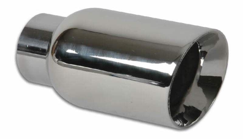 Vibrant 2.5in ID Single 4in OD Round SS Exhaust Tip (Double Wall Angle Cut) 1269 1269 Photo - Primary