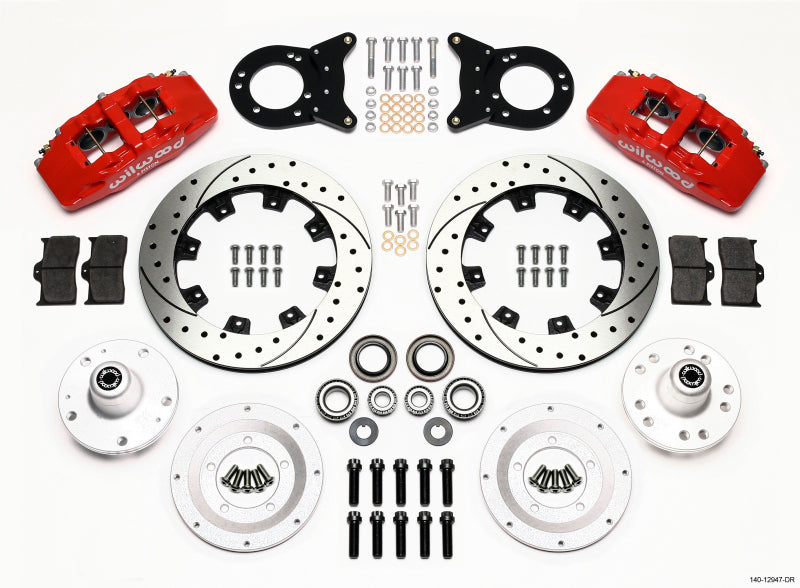 Wilwood DP6A Front Hub Kit, 12.19", Drill, Red, 1965-1969 Mustang Disc 140-12947-DR Photo - Primary