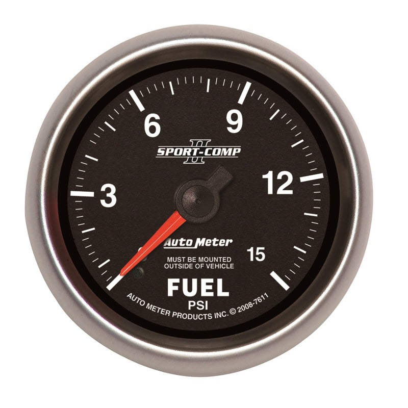 Autometer Gauge, Fuel Pressure, 2 5/8", 15psi, Mechanical, Sport-Comp II 7611 Photo - Primary