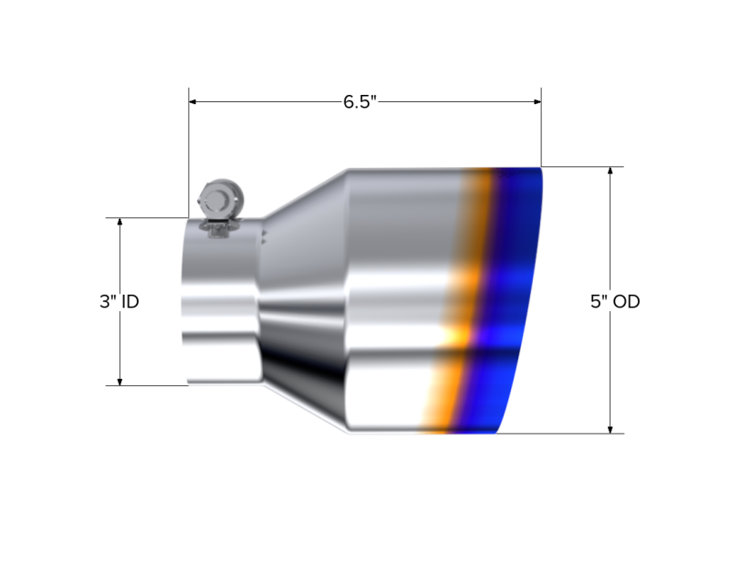 MBRP T304 Stainless Steel Burnt End Angle Cut Exhaust Tip - 3in. ID / 5in. OD / 6.5in. Length T5184BE T5184BE Photo - Close Up