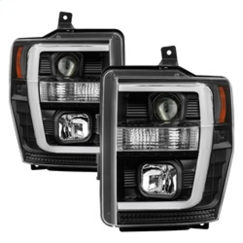 Spyder 08-10 Ford F-250 Projector Headlights V2 - Light Bar DRL LED - Black PRO-YD-FS08V2-LB-BK 5084477 5084477 Photo - Primary