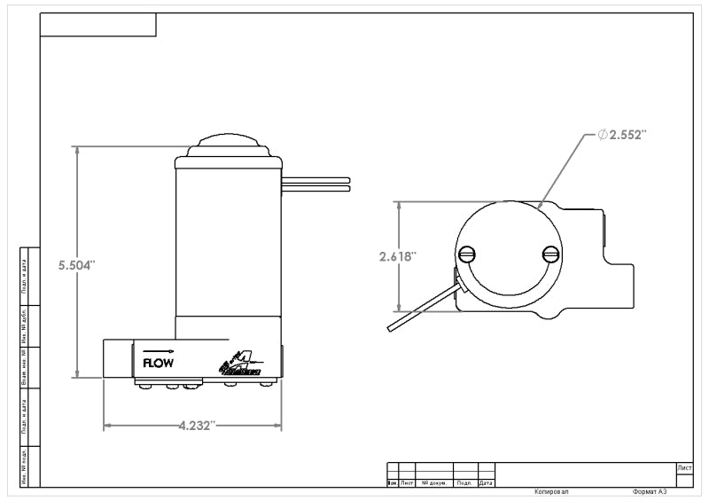 Aeromotive SS Fuel Pump - 3/8 NPT 11203 Technical Drawing