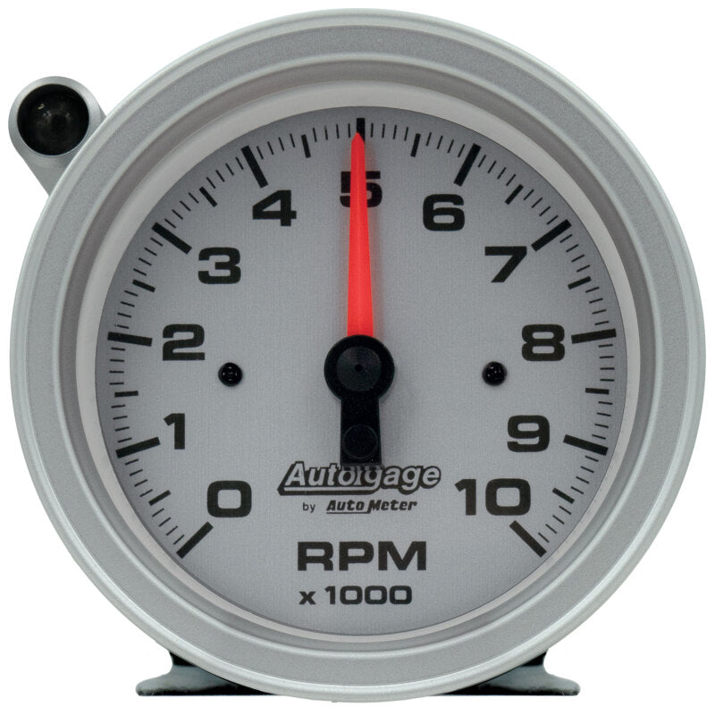 AutoMeter Tachometer Gauge 10K RPM 3 3/4in Pedestal w/Ext. Shift-Light - Silver Dial/Black Case 233909 233909 Photo - Primary