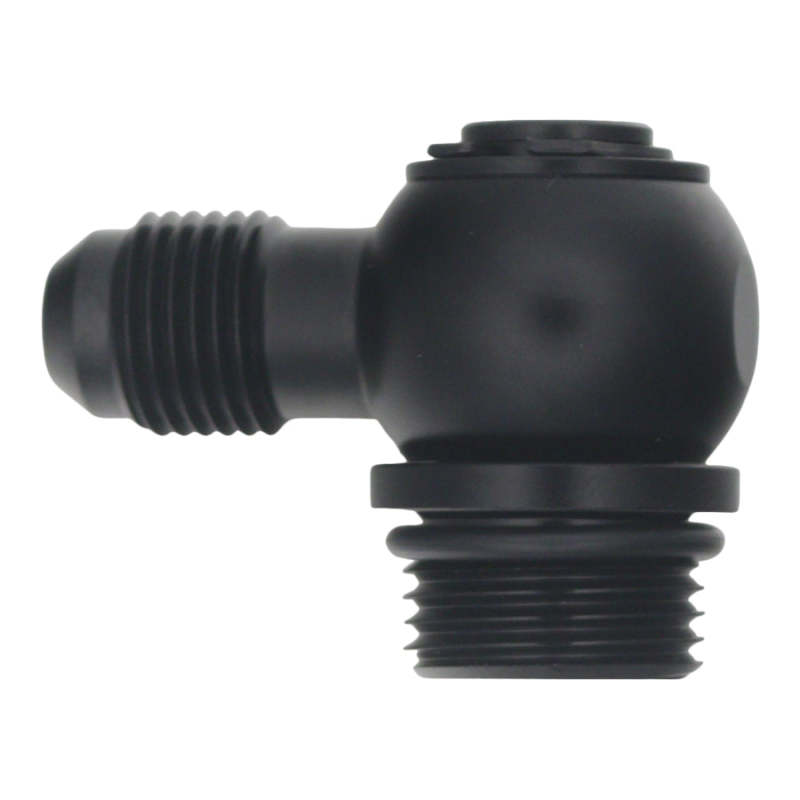 DeatschWerks 8AN ORB Male to 6AN Male Flare Low Profile 90-Degree Swivel - Anodized Matte Black 6-02-0419-B 6-02-0419-B Photo - Primary