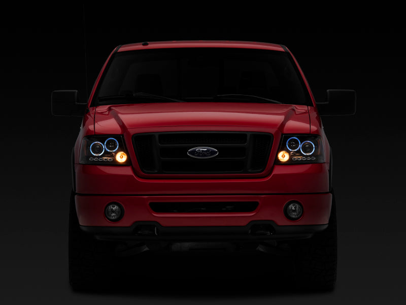 Raxiom 04-08 Ford F-150 Dual LED Halo Projector Headlights- Black Housing (Clear Lens) T542827 T542827 Photo - Close Up