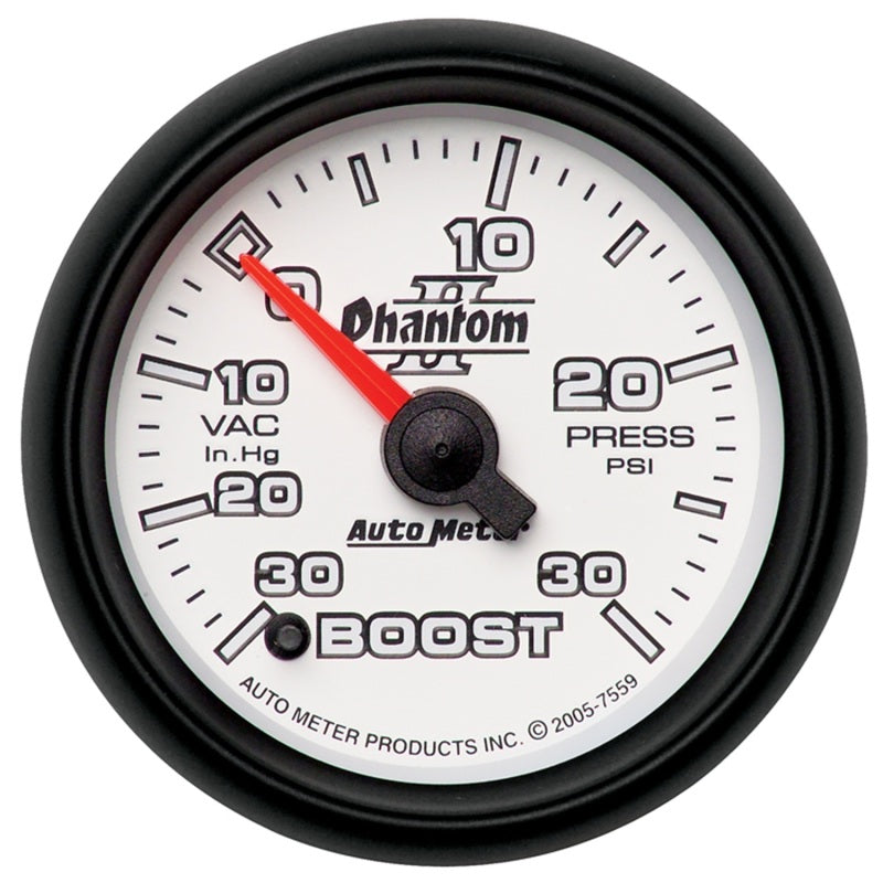 Autometer Phantom II 52.4mm Electronic Vacuum / Boost Gauge 30 In. HG/30 PSI 7559 7559 Photo - Primary